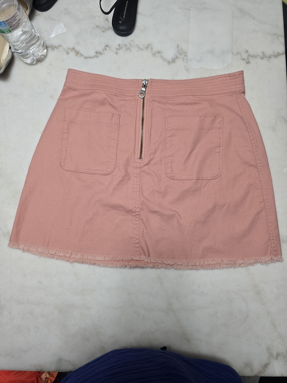 Madewell Coral Pink Zip-Front Mini Skirt - Picture 2 of 5